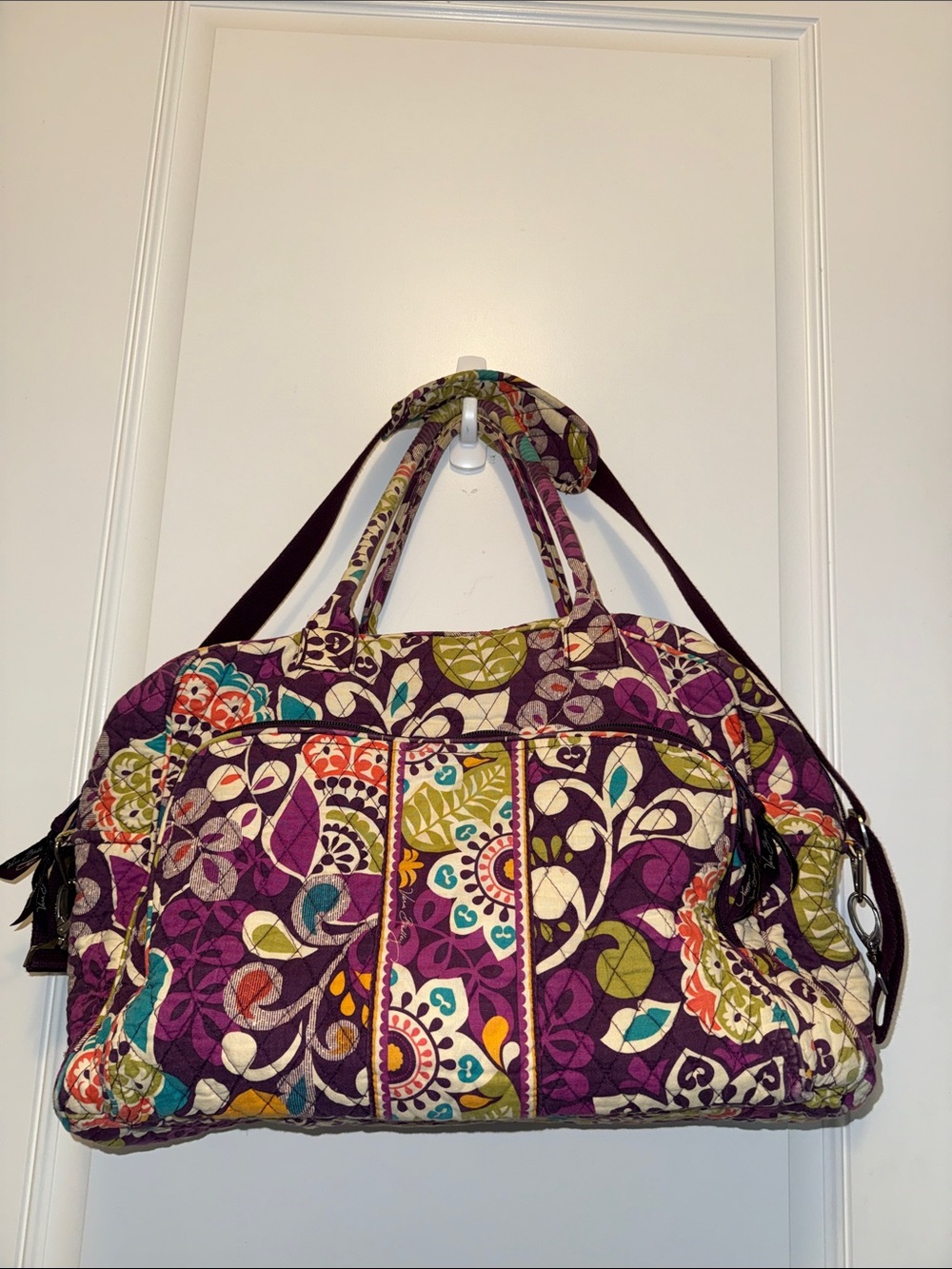 Vera Bradley Retired Quilted Travel weekender Tote Bag in Purple Crazy Pattern